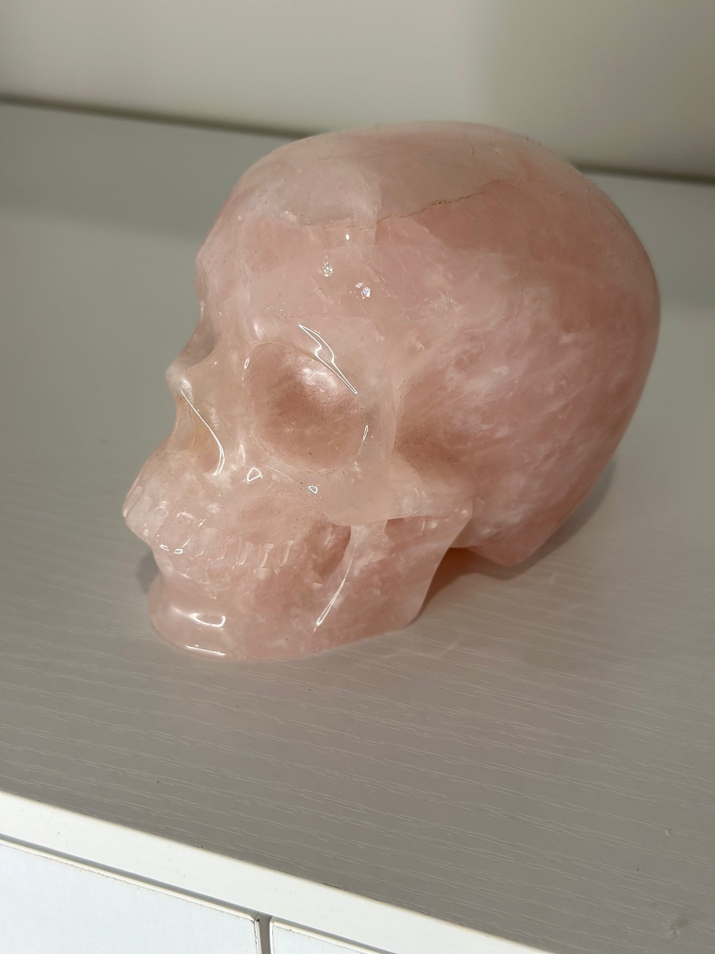 5 Inch Natural Rose Quartz Crystal Skull