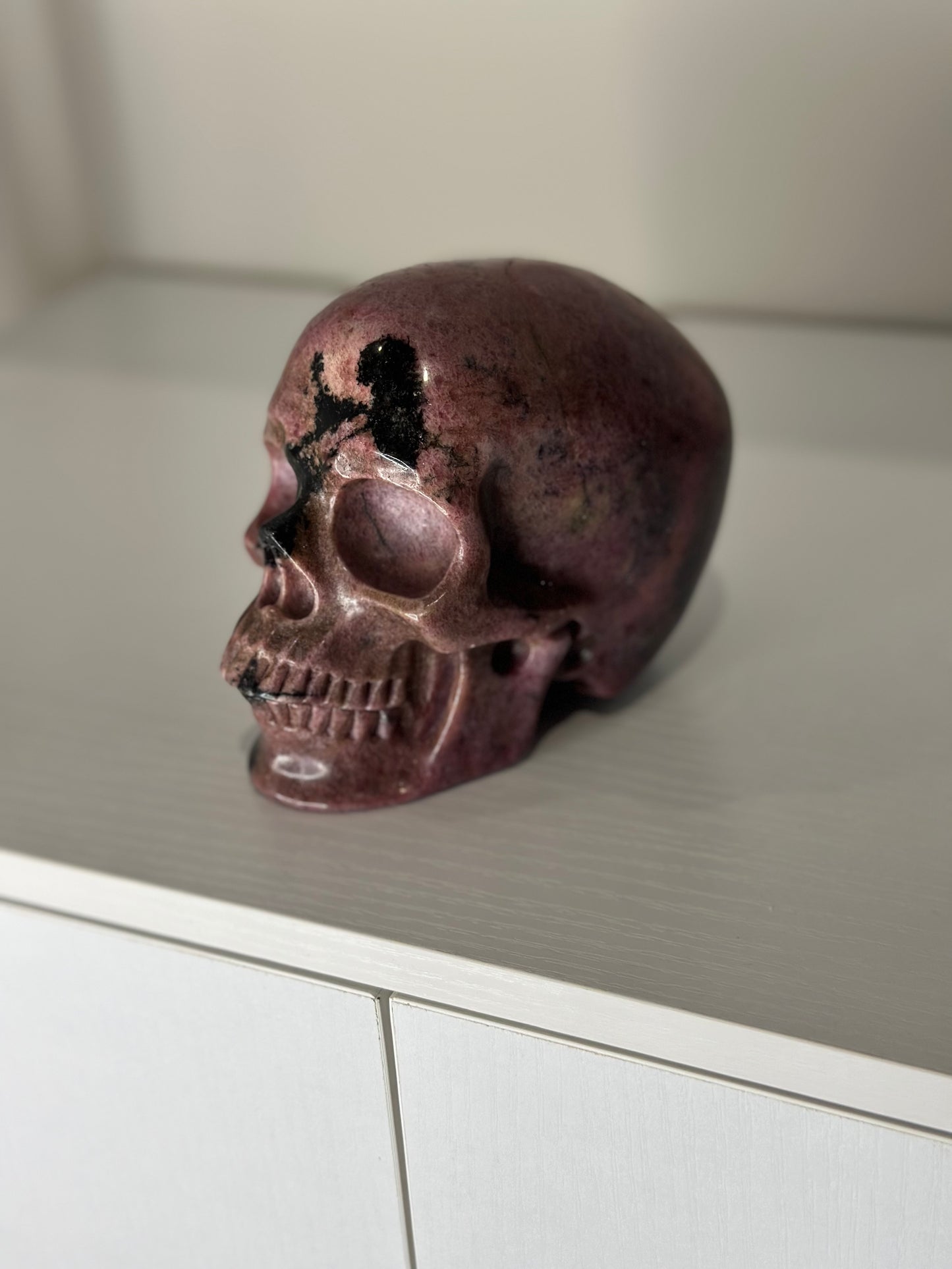 5 Inch Rhodonite Crystal Skull