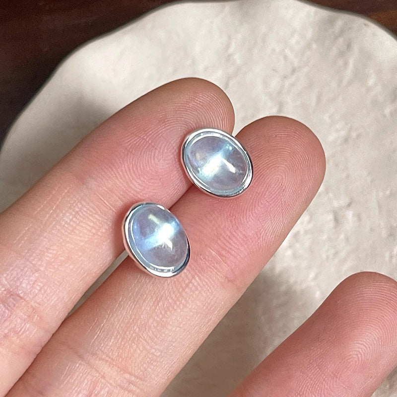 Product Title: Ins Design S925 Sterling Silver Aquamarine Stud Earrings for Women