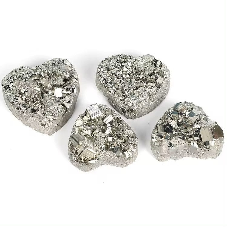 High Quality Natural Iron Pyrite Cluster Crystal Geode Ore Raw Crystals Chunks Heart for Home Decor