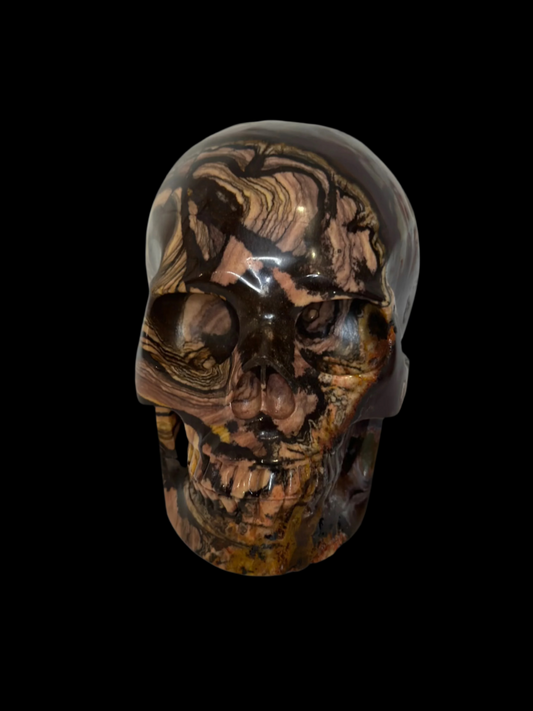 Hand-Carved Tiger's Eye Crystal Skull – 3.25 lbs | Artisan Gemstone Sculpture for Collector Display