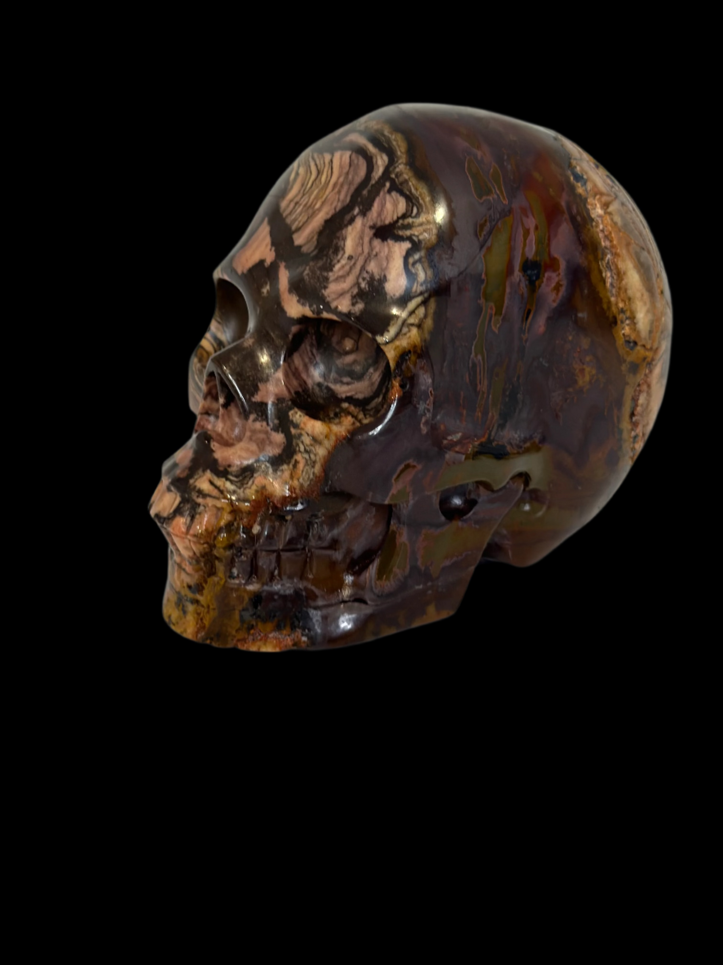 Hand-Carved Tiger's Eye Crystal Skull – 3.25 lbs | Artisan Gemstone Sculpture for Collector Display